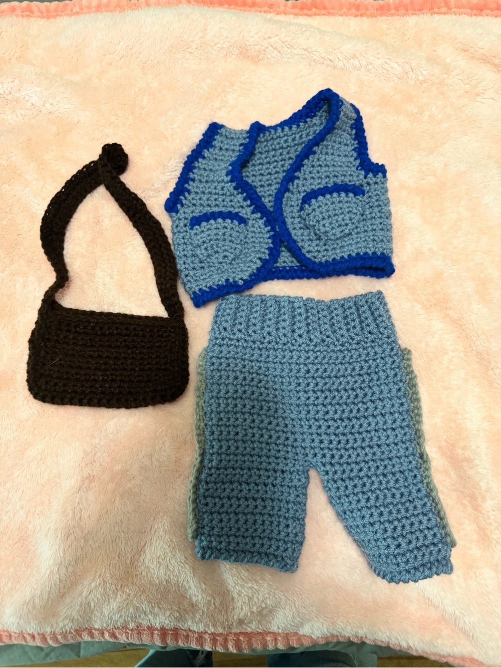Handmade Mailman Crochet Matching Set for Newborn Photography